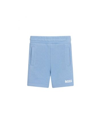 Boys Blue Cotton Logo Shorts