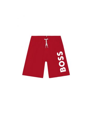 Boys Red Logo Swim Shorts
