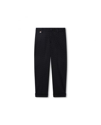 Boys Navy Blue Monogram Jacquard Trousers