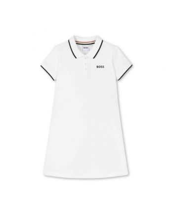 Girls White Cotton Polo Dress