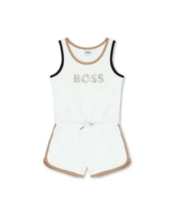 Girls White Logo Jumpsuit