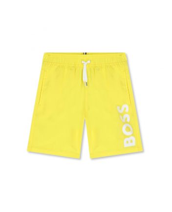 Boys Yellow Logo Print Swim Shorts