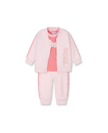 Baby Girls Pink Logo-Print Tracksuit (Set of 3 )