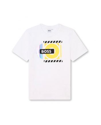 Boys White Logo-Print Cotton T-shirt