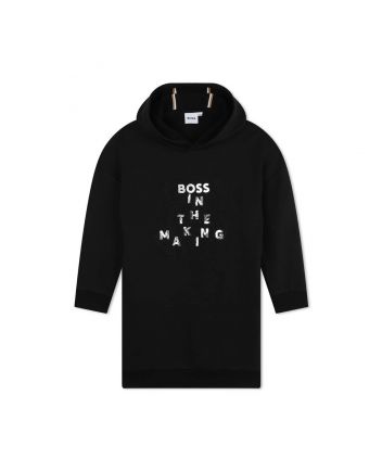 Girls Black Logo-Print Sweatshirt Dress