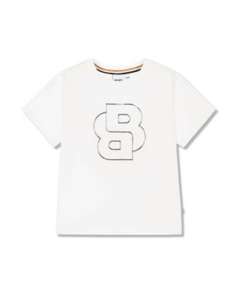 Girls White Double B Monogram T-Shirt