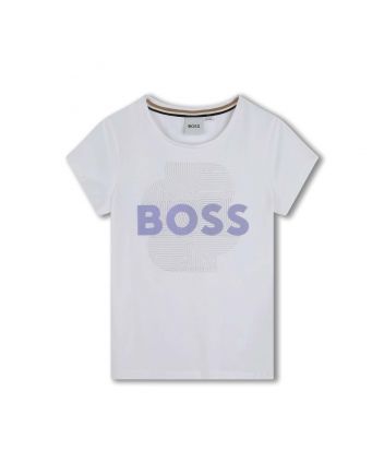 Girls White Logo-Print Cotton T-Shirt