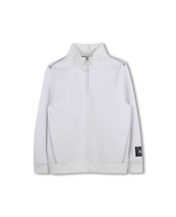 Boys White High-Collar Sweatshirt