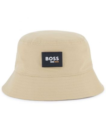 Unisex Beige Cotton Logo-Applique Hat