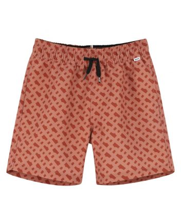 Boys Red Double B-Print Swim Shorts