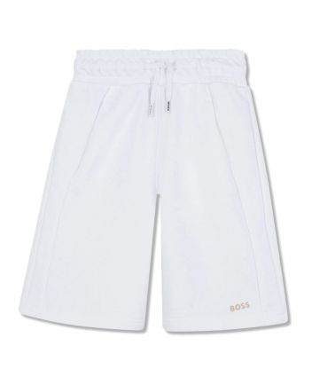 Boys White Logo-Print Cotton Shorts