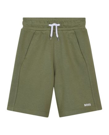 Boys Green Logo-Print Cotton Shorts