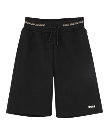 Boys Black Logo-Print Cotton Shorts