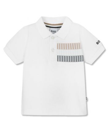 Baby Boys White Cotton Pique Polo Shirt