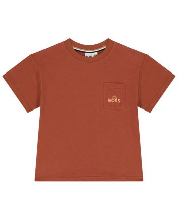 Boys Rust Brown Embroidered Logo T-Shirt