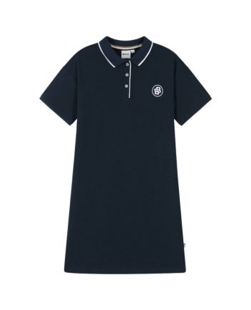 Girls Navy Blue Cotton Pique Polo Dress