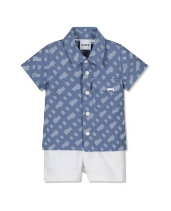 Baby Boys Blue & White Shorts Set