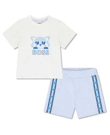 Baby Boys White & Blue Shorts Set