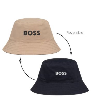 Boys Beige & Blue Reversible Bucket Hat