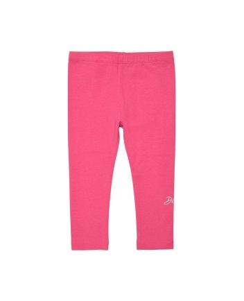 Pink Cotton Leggings With Silver Logo Print
