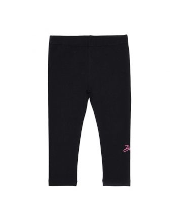Black Leggings With Pink Logo Print