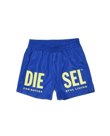 Blue & Yellow Logo Printed Shorts