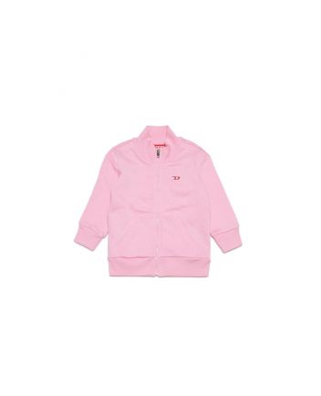 Pastel Pink Cotton Crewneck Sweatshirt With Zipper And Logo D