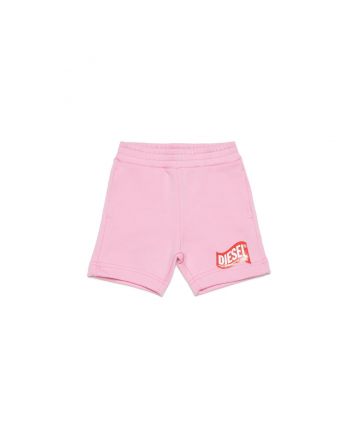 Pastel Pink Cotton Shorts With Logo In Wave Version