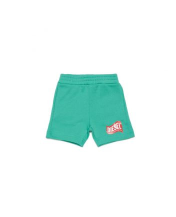 Green Cotton Shorts With Logo In Wave Version
