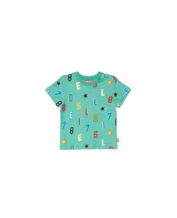 Green T-Shirt In Jersey With Allover Print