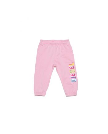 Pastel Pink Plush Pants With Contrasting Logo