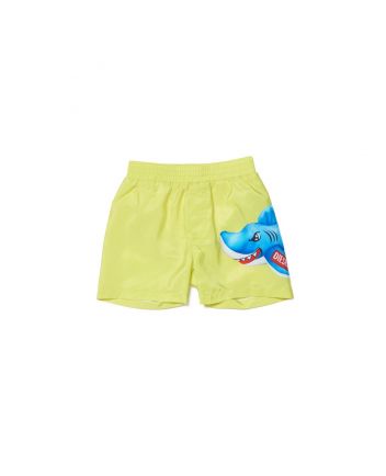 Yellow Lycra Boxer Shorts With Shark Print