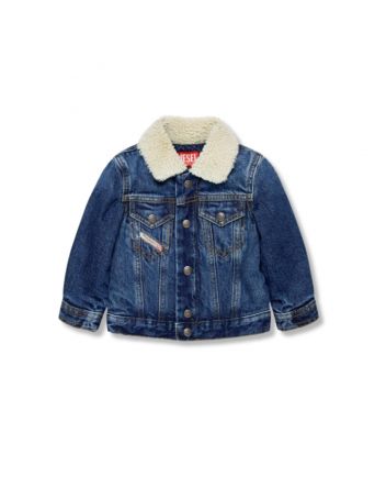 Baby Boys Denim Blue Shearling-Collar Jacket