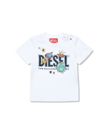 Baby Boys White Logo-Print Cotton T-shirt