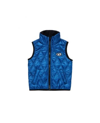Boys Blue Quilted Vest With Oval D-Patch