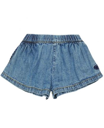 Baby Girls Denim Blue Oval D Shorts