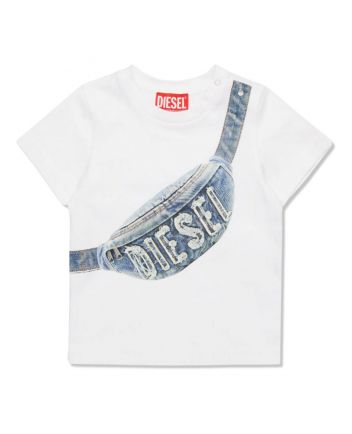 Baby Boys White Bag-Logo T-Shirt