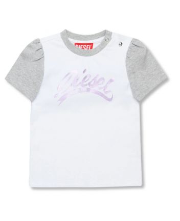 Baby Girls White Diesel Mylar Graphics T-Shirt