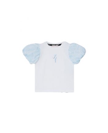 Girls White Cotton Half Sleeves T-Shirt