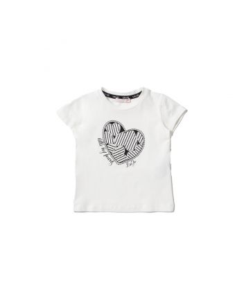 Girls White Cotton Half Sleeves T-Shirt