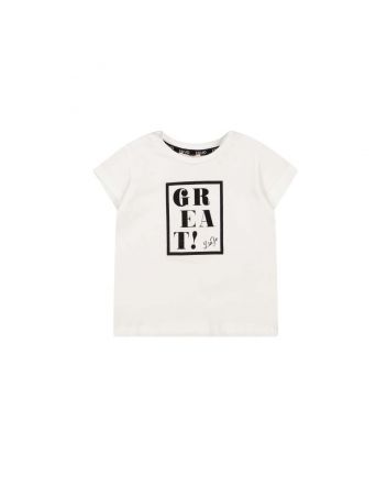 Girls White Cotton T-Shirt
