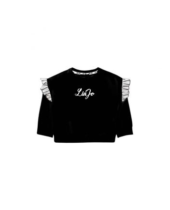 Girls Black Cotton Logo Sweatshirts