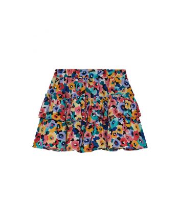 Girls Multicolor Floral Print Skirt