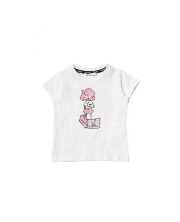 Girls White Cotton T-Shirt