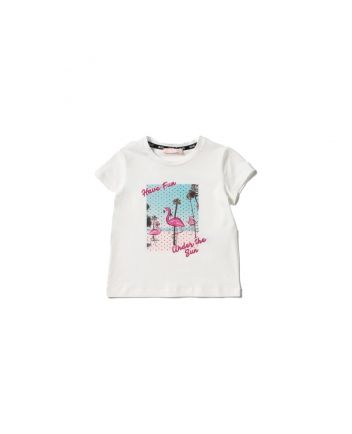 Girls White Cotton T-Shirt