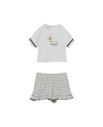 Girls White Cotton Short Sets