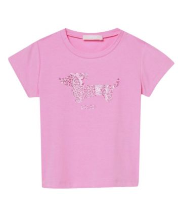 Girls Pink Glitter Detail T-Shirt