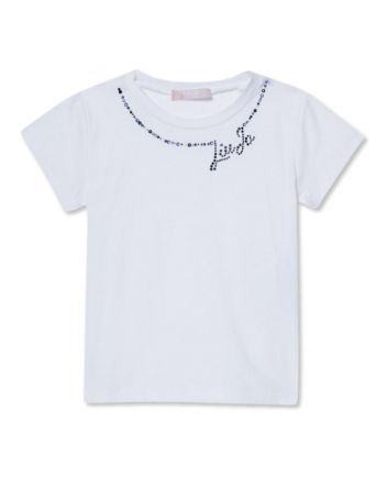 Girls White Rhinestones-Logo T-Shirt