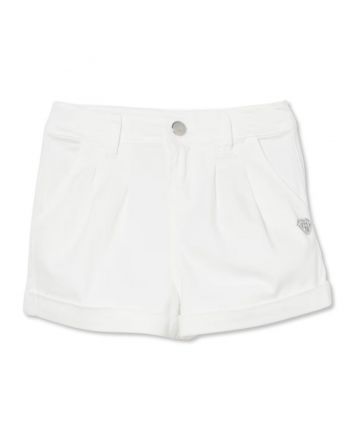 Girls White Heart Logo-Patch Shorts