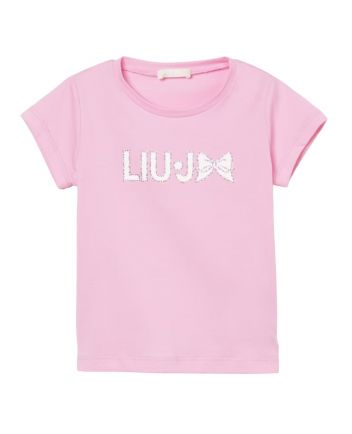 Girls Pink Rhinestones-Logo T-Shirt